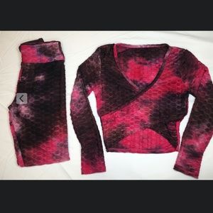 Purple and fuchsia marbled  sport set